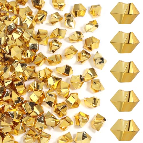 150 Pcs Fake Ice,17 * 23mm,Gold Acrylic Gems Vase Filler,Plastic Diamonds for Table Decoration DIY Craft Aquarium Display Party Centerpieces. - color: Gold, size: 17MMx23MM
