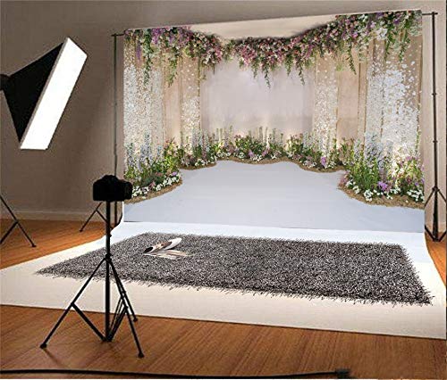 AOFOTO 10x8ft Wedding Backdrop Romance Archway Bridal Shower Flowers Wall Curtain Cradle Ceremony Banner Background for Photography Vinyl Anniversary Birthday Party Decoration Photoshoot Studio Props - size: 10x8ft