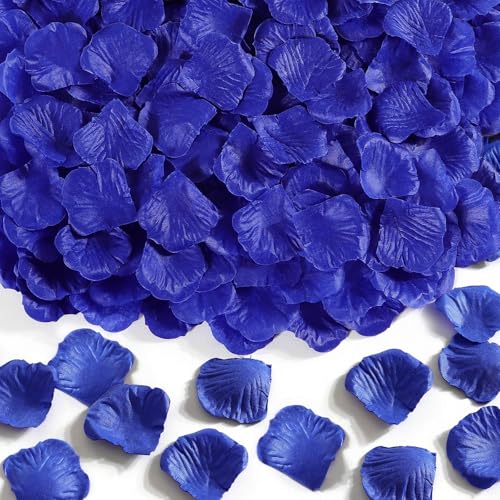 1000 Pcs Rose Petals Artificial Silk Flower Petals Romantic Decorations for Wedding Engagement Birthday Event Anniversary Party Backdrop Supplies Dark Blue - color: Dark Blue