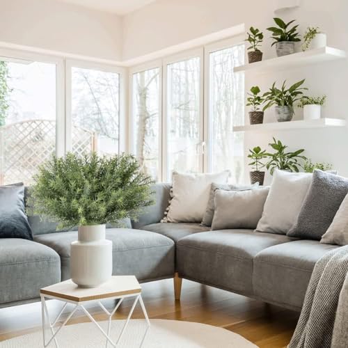 GnFlus Artificial Rosemary Stems Fake Greenery Plants Faux Bushes Shrubs in Frosted Green for Decor Home Indoor Outdoor Garden 4pcs - color: Greenery-3