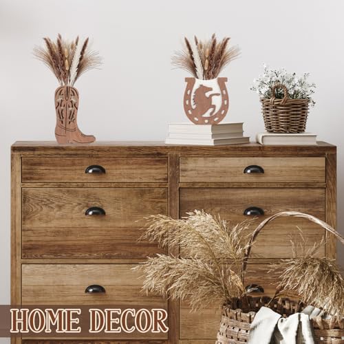LemonRoad 6 Pcs Wooden Cowboy Boot Horseshoe Vases for Wedding Small Cowboy Boot Flower Vase for Flower Faux Greenery Rustic Western Decor for Table Centerpiece Weddings Party - color: Brown, size: Boot,Horseshoe