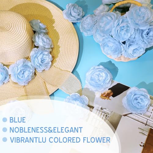 Thiccywoov 50 Pcs Artificial Flowers, 3.2 Inches Silk Rose Head Flowers Fake No Stem for Wedding Bridal Bouquet Home Floral Decor DIY Centerpieces Arrangements Party Tables Decoration(Sky Blue) - color: Light Blue