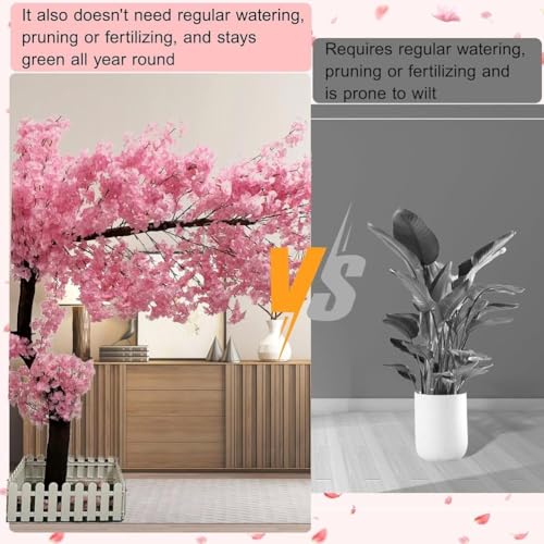 Cherry Blossom Tree Wishing Tree Handmade Shopping Wedding Party Indoor and Outdoor Decoration Artificial Cherry Blossom Tree (5.9FT/4.9FT) - size: 5.9FT/4.9FT