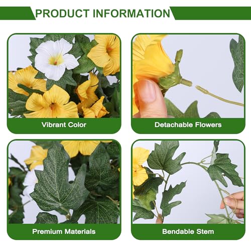 HyeFlora Artificial Flowers for Outdoors 2PCS Faux Petunias Silk Fake Flowers for Outside Planter UV Resistant Realistic Home Garden Porch Decor (Yellow) - color: Yellow