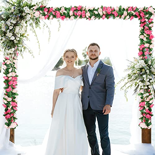 KHOYIME 9 Pack 72 FT Artificial Flower Garland, Fake Pink Roses Vines Silk Flowers Faux Plastic Outdoor Hanging Floral Ivy Garland Decorations for Wedding Arch Bedroom Home Wall Backdrop Room Decor - color: Pink, size: 9pcs