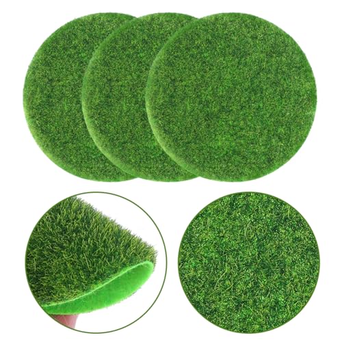 Yardwe 8Pcs Round Miniature Artificial Grass Mats for DIY Fairy Gardens - Realistic Simulation Lawn with Green Moss Turf Decorative Dollhouse and Outdoor Garden Craft Supplies