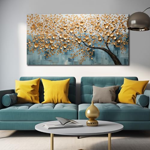 Tree of Life Wall Art for Living Room Gold Art Wall Decor for Office Ready to Hang 24 x 48 Inch - color: Gold, size: 48"L x 24"W