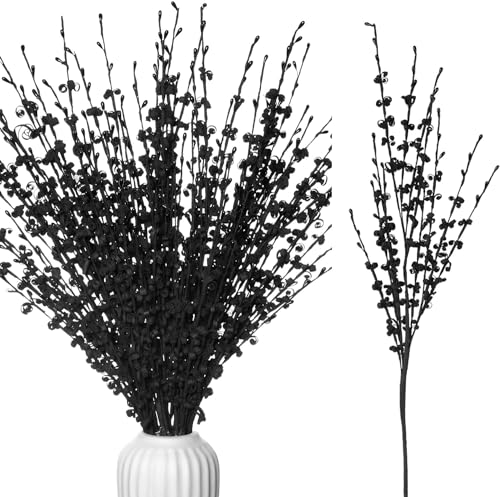 Wootkey 10pcs 29.5" Faux Jasmine Artificial Flowers Tall Black Floral Branches Stem for Home Wedding Vase Filler Anniversary Party DIY Decoration - color: Black, size: 10pcs-29.5''
