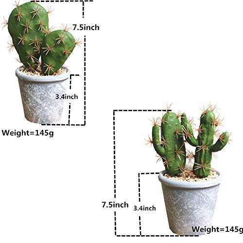 Fcooler Artificial Succulent Plants Faux Cactus Decorative Potted Fake Cacti with Pots Rock Sand Included Artificial Plants for Bathroom/Home Decor House Decorations(A Set) - size: A SET