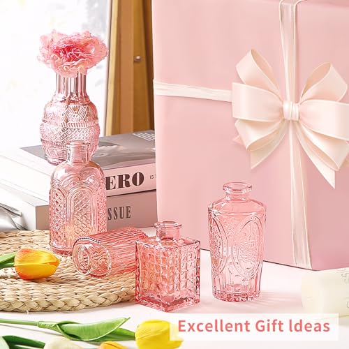 Glass Bud Vases in Bulk Set of 30 Pcs,Small Glass Vases for Flowers as Wedding Centerpieces for Tables,Clear Flower Vases Suitble for Wedding Decorations,Home Decor (Light Pink, 30 pcs) - color: Light Pink, size: 30 pcs