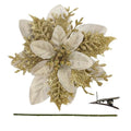 30Pcs Gold Poinsettias Flowers Artificial with Clips, 5.5" Glitter Artificial Flower Poinsettia Decorations Christmas Tree Flower for Xmas Wreath Garland Home Decor (30, Gold)