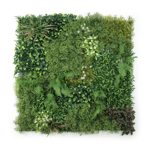 ULAND Artificial Plant Wall Panels, 1pc 40"x40" Greenery Grass Wall Backdrop Decoration, Faux Ivy Leaves Outdoor Privacy Fence Covering (L07802) - color: L07802