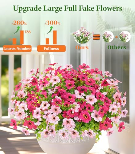 Elyum Artificial Flowers for Outdoors, 9 Bundles Artificial Plants & Flowers Outdoor, UV Resistant Faux Flowers Outdoor Fake Flowers for Outside Porch Window Box Decoration(Mixed Color) - color: Mixed Color, size: 9 Pack