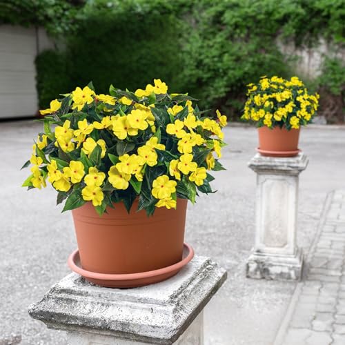 Fake Flowers Artificial Flowers for Outdoor，Artificial Impatiens Bouquet Flowers for Outdoors，Spring Flowers Artificial Impatiens Outdoor Silk Fake Flowers Indoor Decor 4PCS (Yellow) - color: Pink-4
