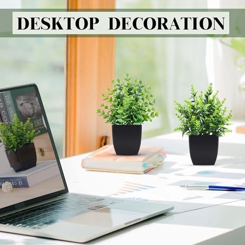 2 Pack Small Fake Plants Black Bathroom Accessories for Home Bedroom Bathroom Kitchen Decor - color: Black
