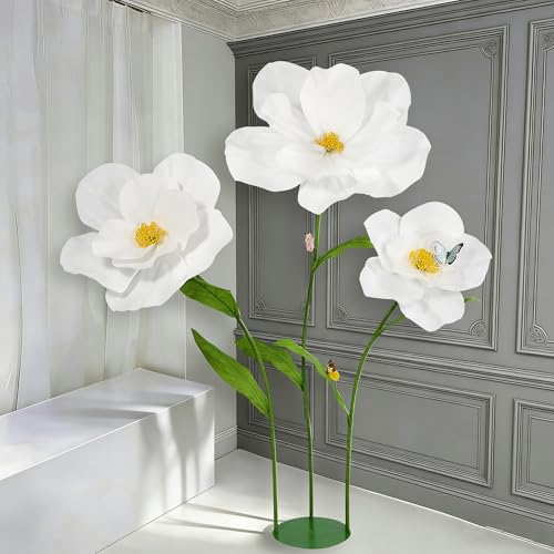 5.8 Ft Giant Artificial Flowers for Decoration,Large EVA Flower Decor,Wedding Arrangements, Birthday Party Banquet Background,Hotel,Office,Window Display(White) - color: White
