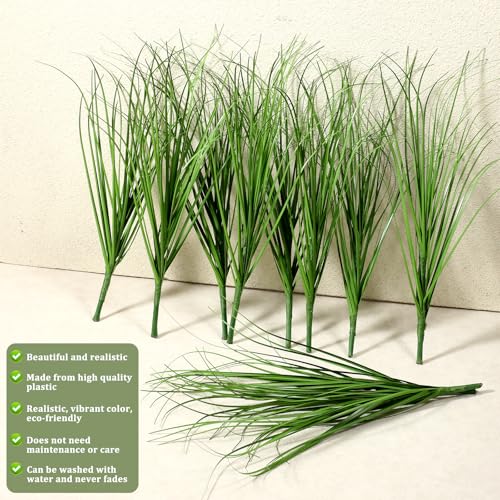 10 PCS Artificial Plants Onion Grass, Faux Shrubs Wheat Grass Greenery Stems Onion Grass-Greenery Faux Greenery Stems for Home Decor, Fake Tall Grass-Plant for House Home Indoor Outdoor Office Room