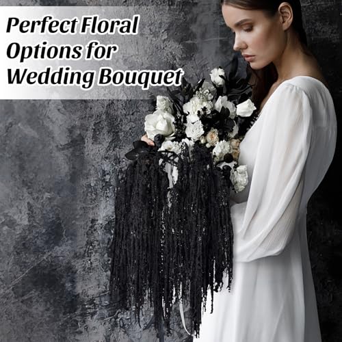 Suncalla 12 Pcs Black Spring Natural Dried Amaranthus Hanging Flowers Amaranthus Artificial Flowers for Wedding Arch Bouquet Floral Garland Wall Home Decoration (23 Inch) - color: Black