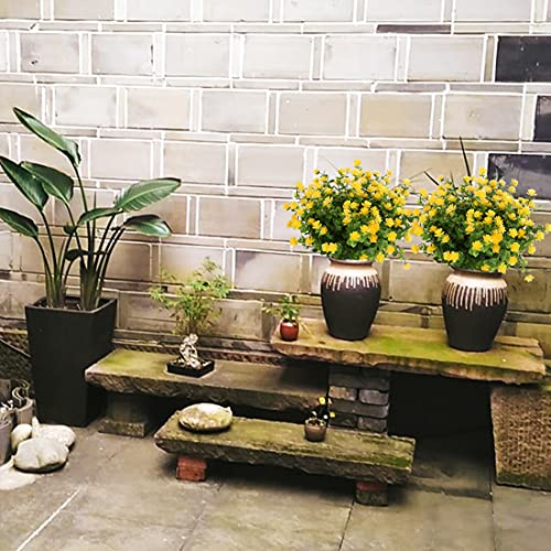 24 Bundles Artificial Flowers Fake Boxwood Shrubs UV Resistant No Fade Faux Greenery Faux Plastic Lotus for Home Garden Hanging Planter Indoor Porch Patio Office Wedding Decoration(Yellow) - color: Yellow