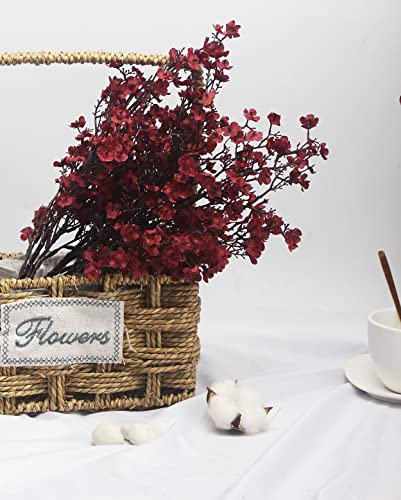 Babys Breath Silk Artificial Flowers Bulk 20pcs for Fall Decor Fake flower bouquet Bulk for Home Kitchen Indoor Bouquet Floral Arrangement Table Centerpieces Party Decor(Burgundy Red 20pcs) - color: Burgundy Than Red, size: 20 Bundles