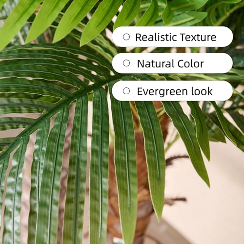 6FT Artificial Phoenix Palm Tree with Two Trunks UV Resistant Faux Sago Palm Plants for Indoor Outdoor, Realistic Large Tropical Decor for Home Office Patio Poolside Garden, Ready to Use in Cement Pot - color: 6ft-two Trunks-1pack, size: 6ft