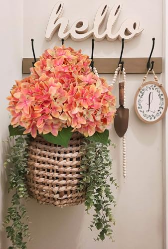 Artificial Hydrangea Flowers Real Touch Faux Hydrangeas Flower 7 Inch Large Hydrangea Heads with Unique Petal Shape, 23.6" Long Pink Hydrangeas Stems for Vase Wedding Home Table Centerpiece Decor - color: Whiskey