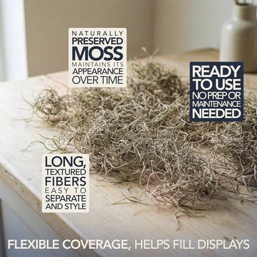 Royal Imports Preserved Natural Spanish Moss, Fresh Dried Shredded Loose Chunks, 8 Oz Bag (Pack of 2) - size: 8 Oz Bag (Pack of 2)