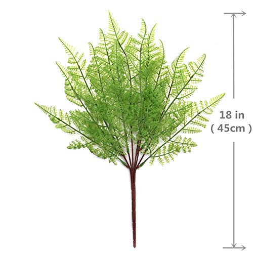 Artificial Plants, Fake Fern Plastic Shrubs Greenery Bushes Grass Home Garden four seasons Outdoor UV Resistant Window Box Verandah Planter Filler Indoor Wedding Decor DIY Christmas Decoration 2 Pack - color: Fern Leaves - 2 Pack