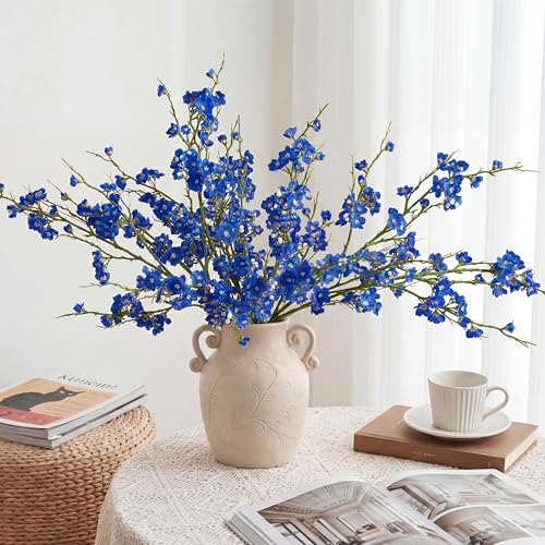 Tigeen 20 Stems Artificial Baby's Breath Flowers, Royal Blue Silk Fake Flowers with Long Stems for Tall Vase, Faux Floral Bouquet for Spring Wedding Party, Home Outdoor Indoor Table Centerpiece Decor - color: Blue