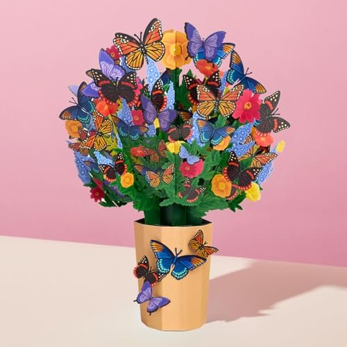 Lovepop Everyday Pop-Up Card for Her and Him - 3D Pop-Up Bouquet Greeting Cards for Men, Women - Lavender Butterfly - 12" x 8.5" Floral Bouquet - Blank Note Card Included - color: Brilliant Butterfly Bouquet