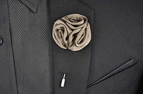 Flairs New York Gentleman's Essentials Premium Handmade Flower Lapel Pin Boutonniere - color: Champagne Gold [Bouquet]