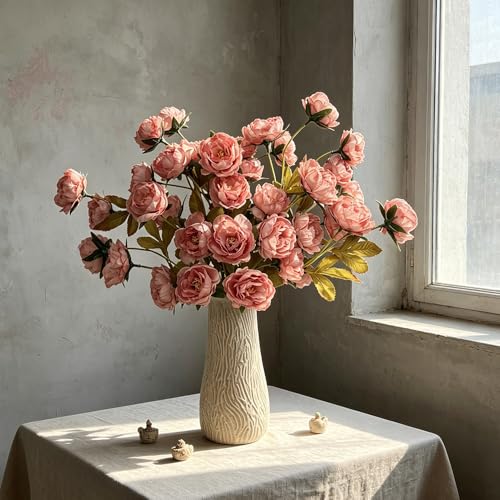 6 Pack 30" Artificial Peonies Flowers for Vase, Fake Silk Peony Long Stem Flowers for DIY Bouquets Wedding Centerpieces Home Decor (Dusty Pink) - color: Dusty Pink