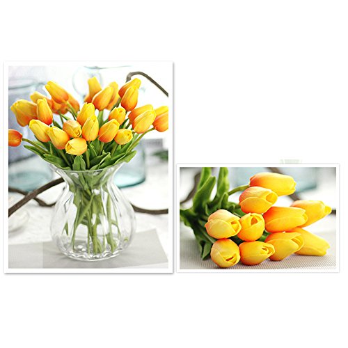 30 pcs Real-Touch Artificial Tulip Flowers Home Wedding Party Decor (Orange) - color: Orange