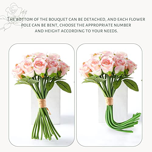 ZMZQ&flw 36 Roses Artificial Flowers with Single Stem, 2 Bouquet Silk Flesh Pink Roses Faux Fake Flowers for Outdoor Bridal Wedding - color: Flesh Pink 36pcs