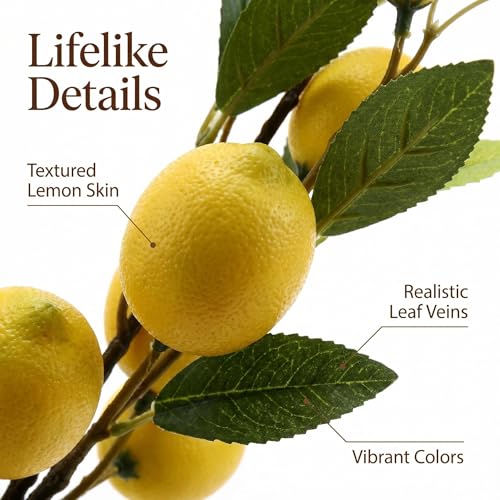 5pcs Artificial Lemon Little Fruit.24 Inch Lifelike artificial plants indoor.lemon tree artificial.artificial fruits for decoration.outdoor artificial plants.Used For Homes.Offices. Festivals.Flowers - size: 24inch