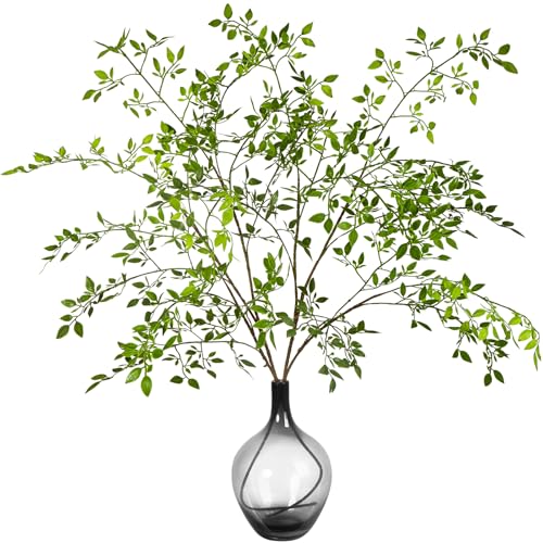 Ttranewsoo Artificial Greenery Stems, 43.3" Nandina Branches Tall Faux Plant Stems for Vase, Greenery Decor Stems Leaves Bunches for Shop Garden Office Home Décor(Green,2Pcs) - color: Green 2pcs