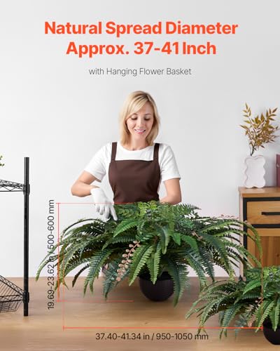 VEVOR Artificial Ferns, Natural Spread Diameter 41 Inch, Large Hanging Fake Boston Ferns, Sunlight Resistant Fake Plant Wall Decor with 80 Branches and Flowerpot, Faux Fern for Home Office Outdoor - size: 42 inch（80 Branches）