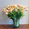 Artificial Tulips Flowers,Soft Touch Latex Bouquet, Fake Tulips,Spring Wedding Home Room Table Centerpiece Decor - color: 60pcs Champagne Set(no Vase)
