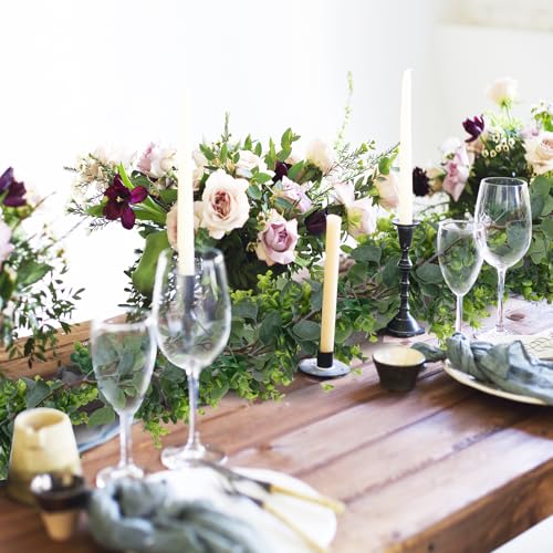 JPSOR 2pcs Artificial Eucalyptus Garland Total 13.2ft Greenery Garland Fake Eucalyptus Leaves for Wedding Arch Farmhouse Mantle Table Runner Centerpiece Home Party Decor - size: 2pcs of vines