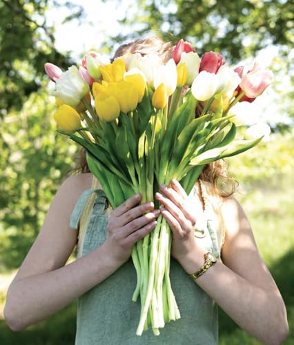 Boston International Artificial Faux Flowers Long-Stemmed Spring Tulips Bouquet, 18.75", Pink - color: Pink, size: 18.75"
