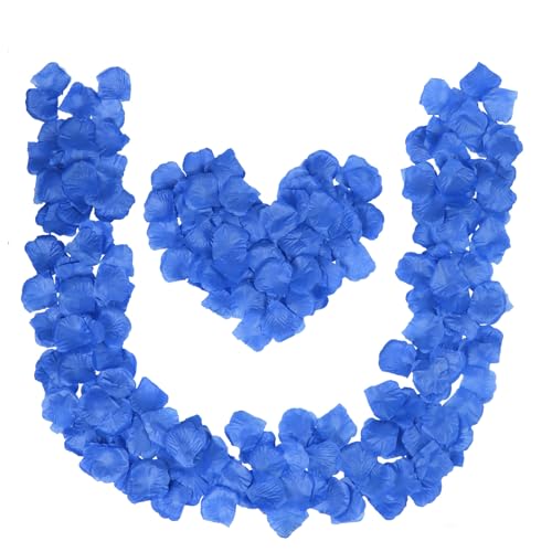 Grever 1000 Pieces Artificial Silk Rose Petals Faux Blue Flowers for Wedding Valentines Proposal Anniversary and Romantic Party Decoration (Blue) - color: Blue