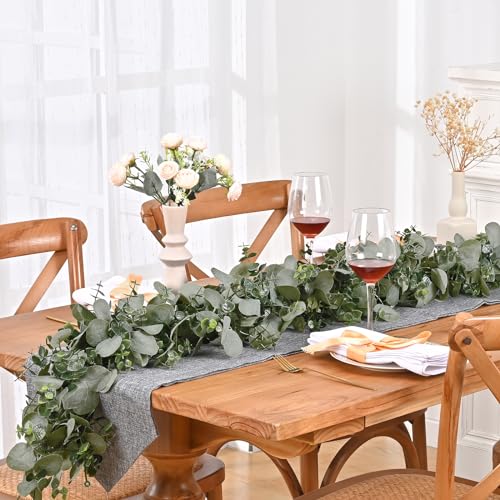 Dolicer 8 Packs 6FT Artificial Eucalyptus Garland, Faux Greenery Garland Hanging Fake Silver Dollar Eucalyptus Leaves Vines for Wedding Backdrop Arch Table Wall Party Home Decor - color: Grey Green, size: 8 Packs
