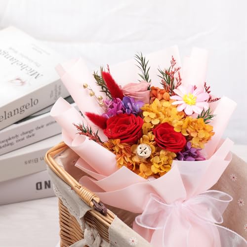 Lovenfold Flowers for Delivery,Preserved Flowers Bouquets,Red Rose Bouquets that Last 1-3 Years,Birthday Flowers Gifts for Women Mom Grandma Wife Friends - color: Red