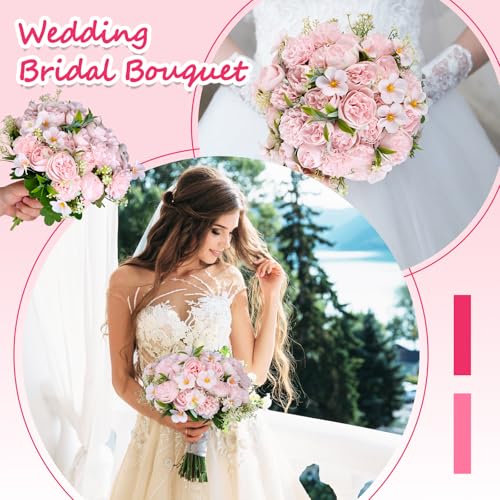 Olgaa 12 Bundles Peonies Artificial Flowers Fake Hydrangea Silk Peony Bouquet Bulk for Vase Floral Arrangements Wedding Arch Decor Centerpiece Table Decorations (Light Pink) - color: Light Pink