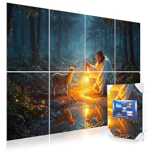 Mollywell Art Acoustic Panels, 48x32 in, The Lost Lamb | Self-Adhesive, Reduces Echo, Sound Absorbing, Modern Art Wall Decor, Living Room, Studio, Bedroom, Office - color: The Lost Lamb, size: 8 Pack Art