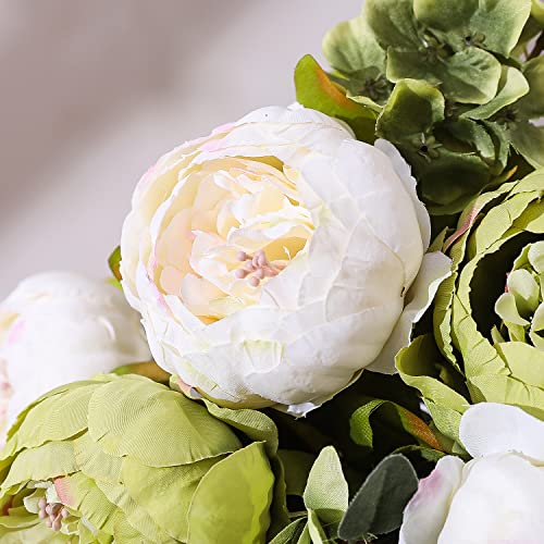 Duovlo Fake Flowers Vintage Artificial Peony Silk Flowers Wedding Home Decoration,Pack of 1 (New Green) - color: New Green