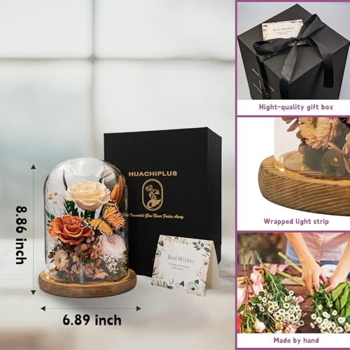 Forever Gifts for Her: Big Flower Big Love-Graduation Flowers for Daughter Wife Mom-Eternal Flower with Butterfly-Flowers for Delivery Prime on Anniversary Valentines Birthday (Orange) - color: Orange1