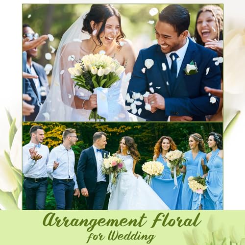 Janinka 75pcs Artificial Tulip Flowers Fake PU Tulips Faux Latex Bouquet Flower Centerpieces Arrangement Floral for Wedding Spring Decorations (1 Head,Milk White) - color: Milk White