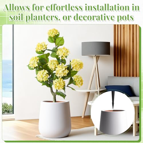 Daifunli 2 Pack 36″ Artificial Hydrangea Trees Real to Touch Faux Hydrangea Bushes Plants with Stakes for Wedding Spring Home Office Living Room Housewarming Gift(Light Yellow) - color: Light Yellow