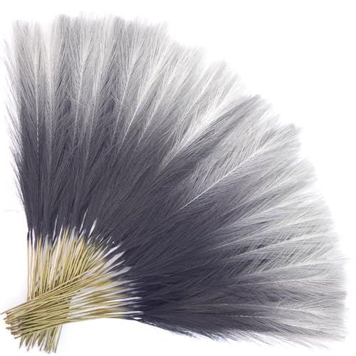 TORONTOKYO Black Pampas Grass Decor, 50Pcs 21.6 inch Artificial Faux Pompas Grass Small Short Fluffy Arrangement for Home Gothic Decor Vase Filler - color: Black, size: 21.6inch-50Pcs